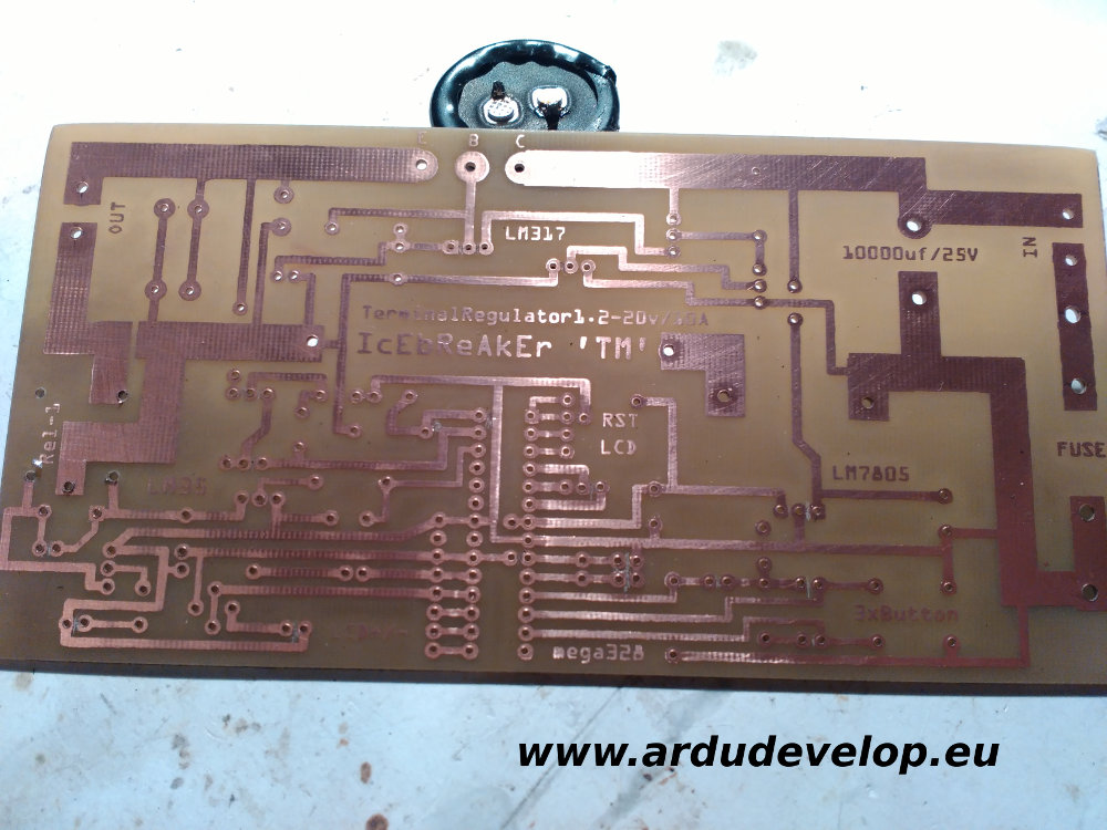 Платка (PCB) на Токоизправител с регулируемо напрежение и ток, 0-20v,0-5А