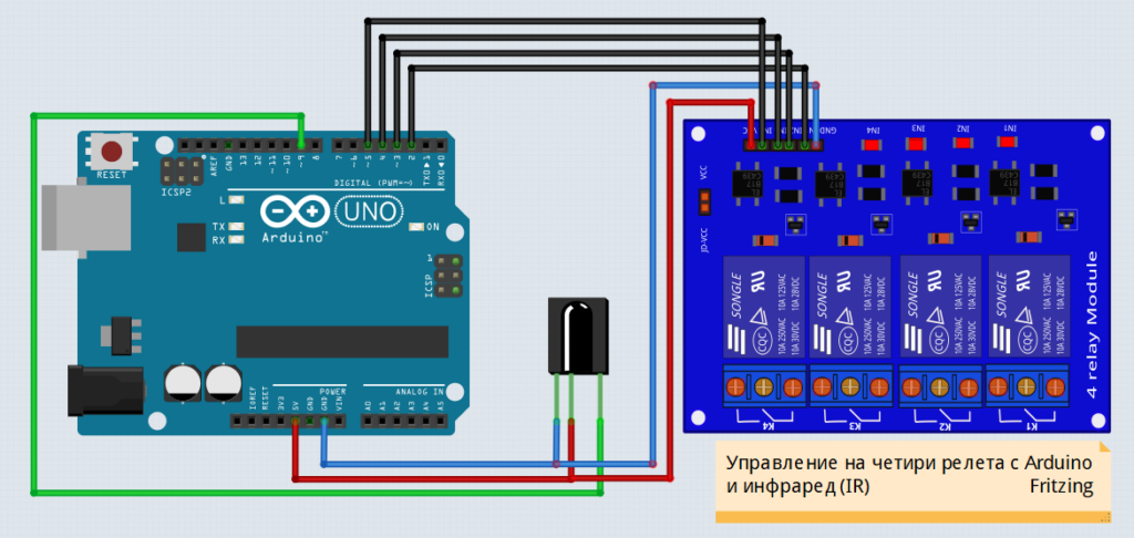 Управление на четири релета с Arduino и инфраред (IR) - Ardudevelop.eu