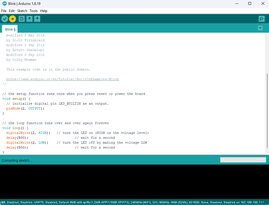 Arduino IDE ESP32 upload sketch