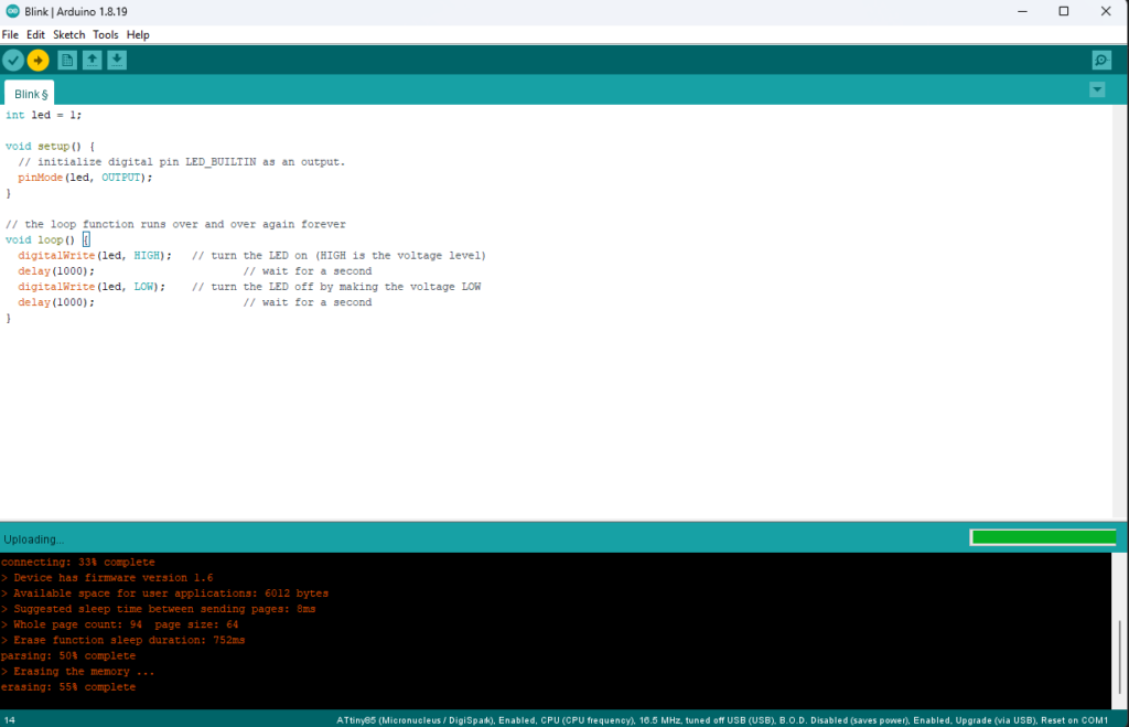 DigiSpark attiny85 upload sketch with Arduino IDE