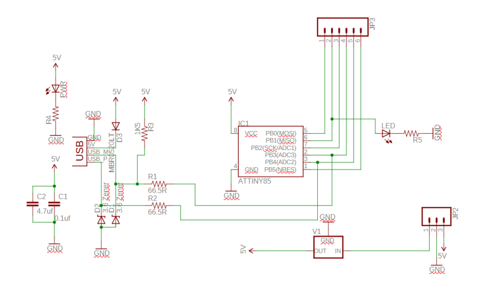 DigiSprak Attiny85 Board scheme