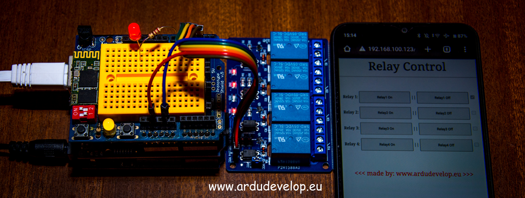 WEB и Bluetooth Контрол на Релета с Arduino UNO и Ethernet W5100