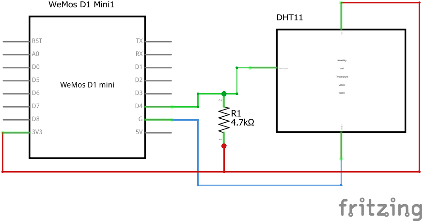 Изчитане на DHT11 с ESP8266 и MicroPython Практическо ръководство схема