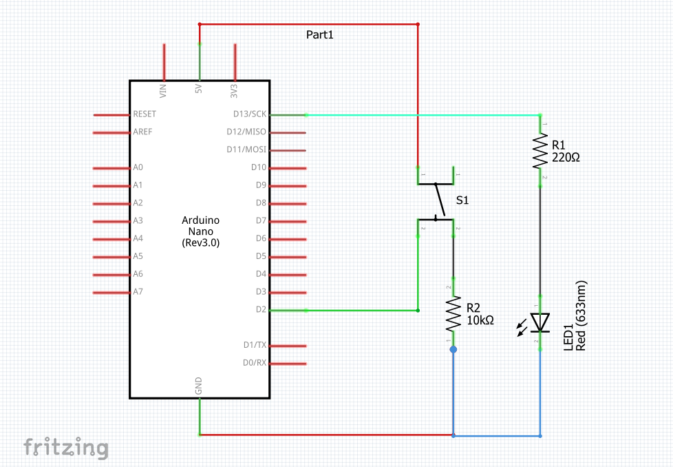 Изчитане на Бутон с Arduino Nano Схема