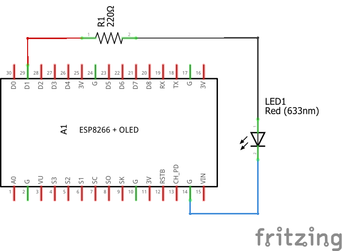 Схема на ESP8266 и MicroPython Blink.py