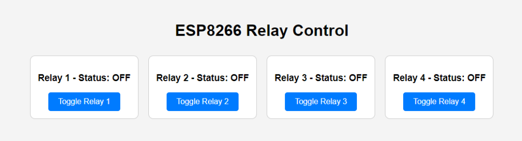 Управление на 4 релета през WEB с ESP8266-WEB интерфейс