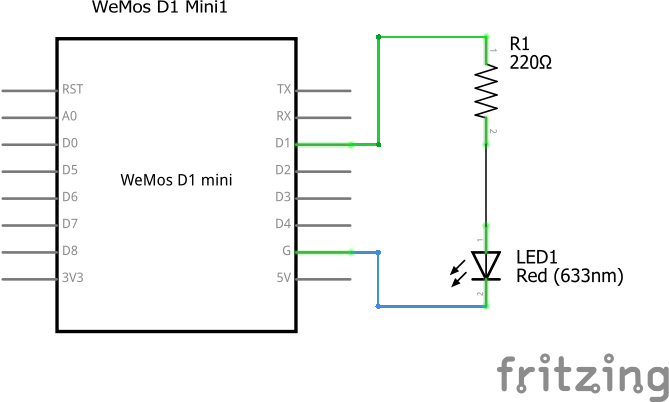 Управление на LED с ESP8266 и Arduino IDE Основен проект bink.ino схема