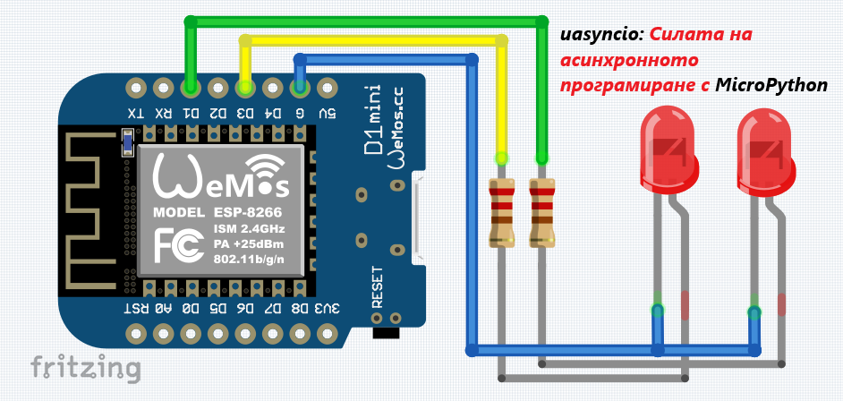 ESP8266 асинхронно програмиране с MicroPython Основи с uasyncio