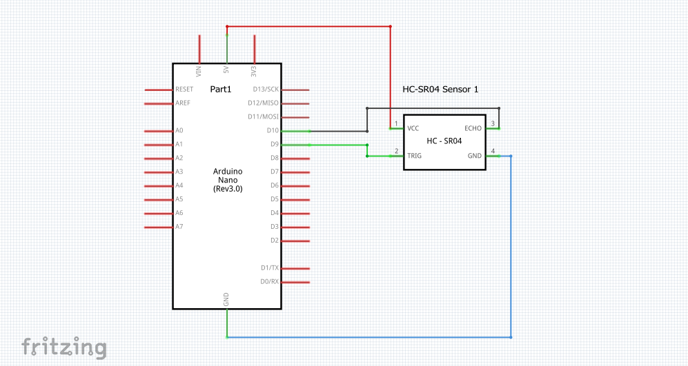 HC-SR04 и Arduino Измерване на Разстояние схема