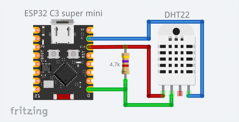 DHT22 и ESP32 C3 измерване на температура и влажност с MicroPython