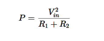Разсеяна мощност от делител на напрежение формула