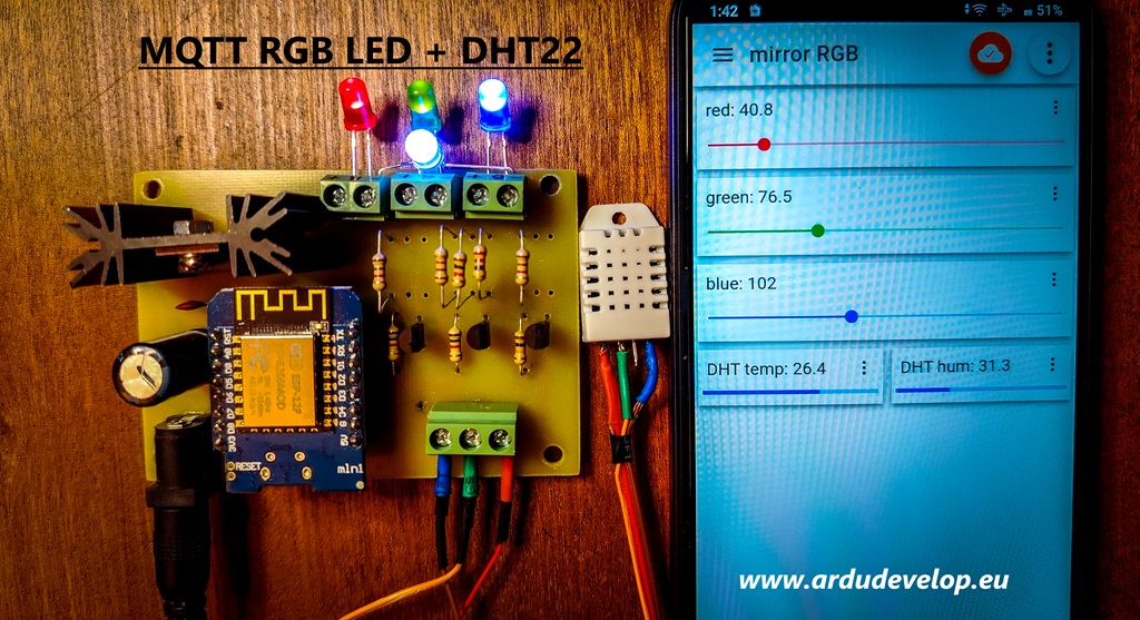 MQTT RGB управление и DHT22 мониторинг с MicroPython на ESP8266 D1 mini