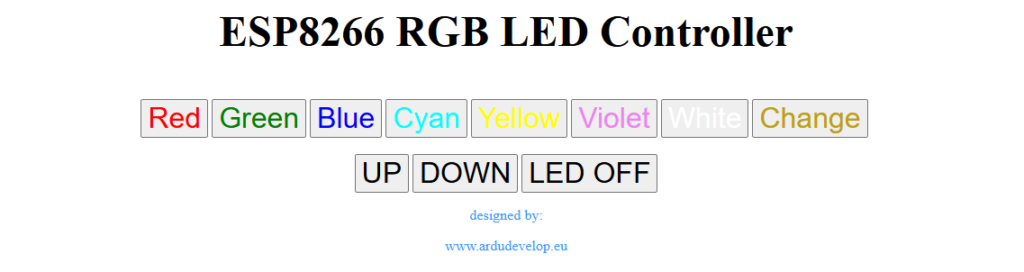 Контрол на RGB осветление с ESP8266 и Arduino IDE през WEB интерфейс WEB part