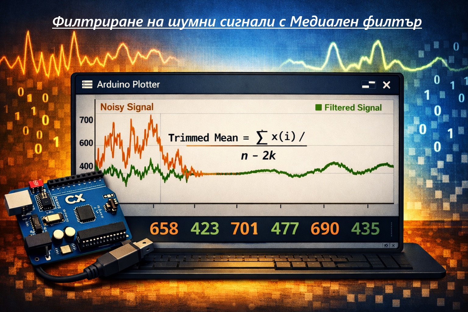 Филтриране на аналогов сигнал с Медиален филтър